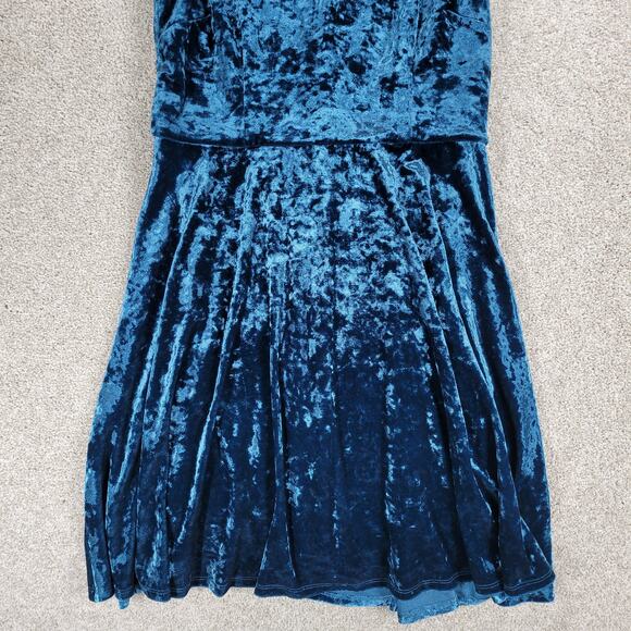 London Times Velvet Burn Out Dress Womens 8 Blue Cutout V Neck Band Collar Party - Picture 6 of 15